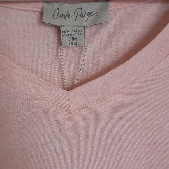 CHARLIE PAIGE V NECK KNOT HEM DRESS PINK SIZE S/M NWT - Picture 3 of 9